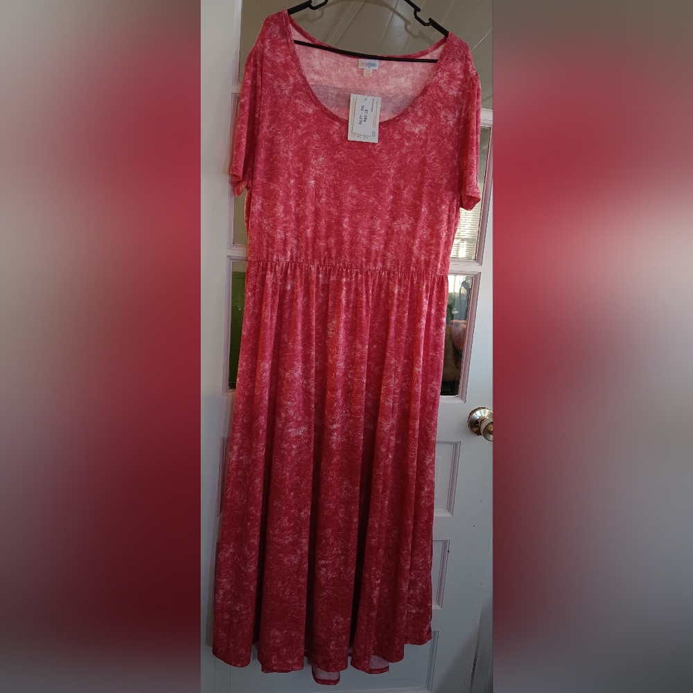 LuLaRoe Reddish Pink Riley Maxi Dress - Picture 2 of 5